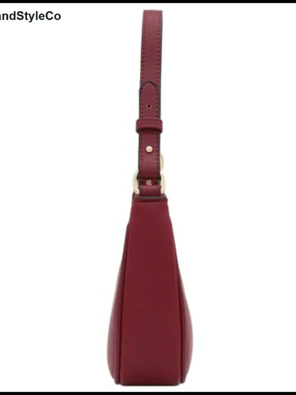 Faux Leather Small Crescent Shoulder Bag With Adjustable Strap, Two Pockets,